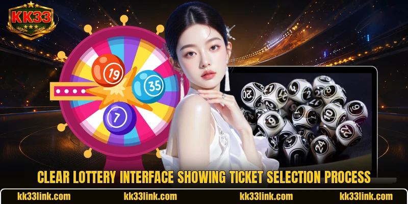 Clear lottery interface showing ticket selection process
