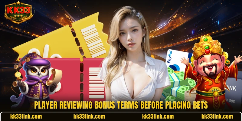 Player reviewing bonus terms before placing bets