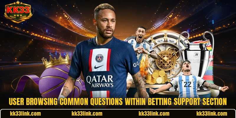 User browsing common questions within betting support section